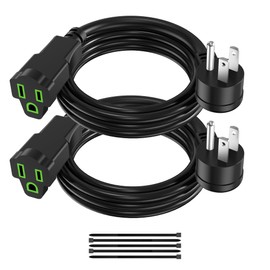 2 Pack Power Extension Cord 4FT/48Inch, 3 Prong Electric Extension Cable Single Outlet Saver, Heavy Duty, Waterproof, 16 AWG, 13A 125V, Outdoor and Indoor, for Home, Office, Holiday Light - Black