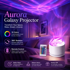 Galaxy Projector Night Light for Bedroom – 16-Color Rotating Aurora Lamp with Remote & USB Power
