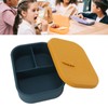 Silicone Bento Lunch Box Rectangle Leakproof 3 Compartment Divided Food