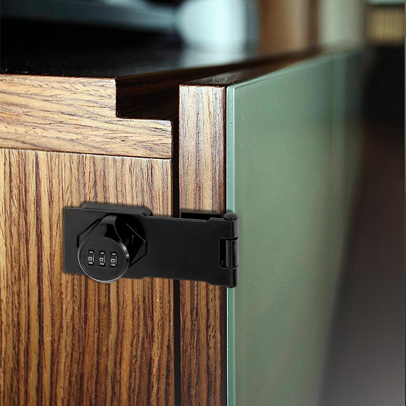 Redunest Password Rotary Hasp Locks,Black 1 Pack Cabinet Locks with