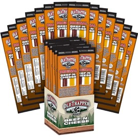 Old Trapper Beef-N-Cheese, Original 1.3-Ounce Individual Package, Savory Beef Stick and American Cheese Snack Pack, Great Snack for Lunch Boxes or Between Meals (Pack of 14)
