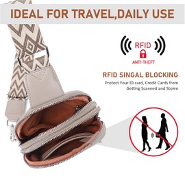 DIOMO Anti Theft Small Sling Bag for Women Cross Body Bag Trendy, RFID Fanny Packs Vegan Leather for Women Travel Belt Purse, 1-grey Silver Zipper, 6.69 x 1.77 x 9.25 inches, Classic Fashion