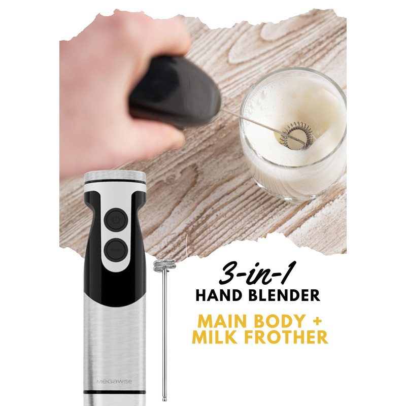 Megawise High-Power Hand Blender – 400W Max Power with Versatile