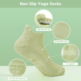 6 Pairs Pilates Socks, Grip Yoga Socks for Women, Non Slip Grip Socks for Yoga, Barefoot, Ballet, Pilates Grip Socks Women