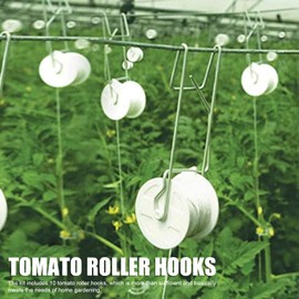 20pcs Tomato Roller Hooks, Plant Support Hooks with 50ft Twine, Greenhouse Tomato Trellis Clips for Flower Crop