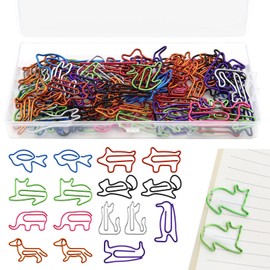 alwaiiz Pack of 80 Paper Clips in Animal Shape, Coloured Bookmark Paper Clips, Metal Paper Clips with Animal Motif with Storage Box, Suitable for Schools, Homes and Offices