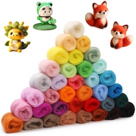 Felt Wool 36 Colours Set - 108 g Fairytale Wool Made of Sheep's Wool for Wet Felting and Dry Felting, Premium Merino Wool for Knitting, Felting Starter Set with Natural Fibres