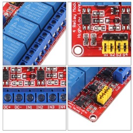 AEDIKO 4 Channel Relay Module 24 V Relay Board with Optocoupler Isolation Suport High/Low Level Trigger