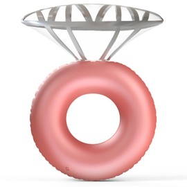 Diamond Ring Bachelorette Pool Float - Rose Gold Inflatable Ring Swim Floatie - Bachlorette Party Floaties Decoration for Brides Engagement Gift - 36" Ring + 20" Diamond (4ft 8in)