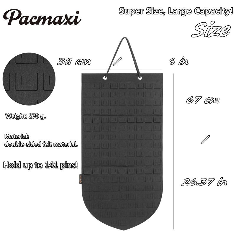 PACMAXI Hanging Brooch Pin Organizer, Display Pins Storage Case, Brooch