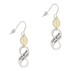 Delight Jewelry God Gave Me You Infinity Sign Goldtone Leaf French Earrings