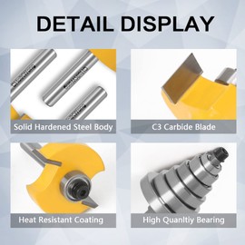 1/4 Inch Shank Rabbet Router Bit with 6 Bearings, CHoiKWong Carbide Tipped Rabbeting Router Bit Set for (Multiple Depths 1/8", 1/4", 5/16", 3/8", 7/16", 1/2") Interchangeable Bearings