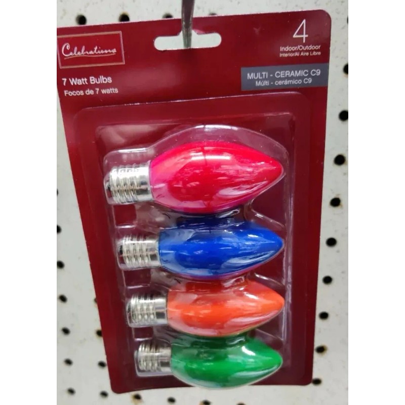Celebrations CHRISTMAS REPLACEMENT C9 LIGHT BULBS (Multi-Colored