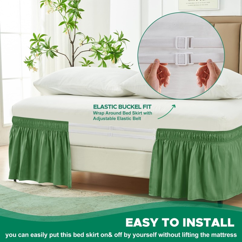 Biscaynebay Wrap Around Bed Skirts for Queen Beds Short Drop