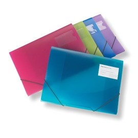 Rapesco A4+ 3-Flap Folio Elasticated - Assorted Transparent Colours, Pack of 5