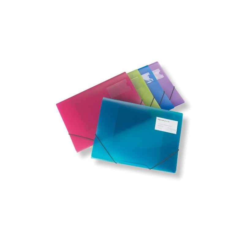 Rapesco A4+ 3-Flap Folio Elasticated - Assorted Transparent Colours, Pack