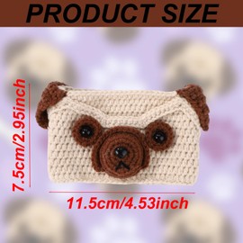 Lyreh Positive Pug Crochet Water Bottle Sleeve for Owala FreeSip Twist Series 24oz 32oz 40oz, Decorative Crocheted Water Bottle Cover for Inspirational Gift Graduation Gift(Khaki)