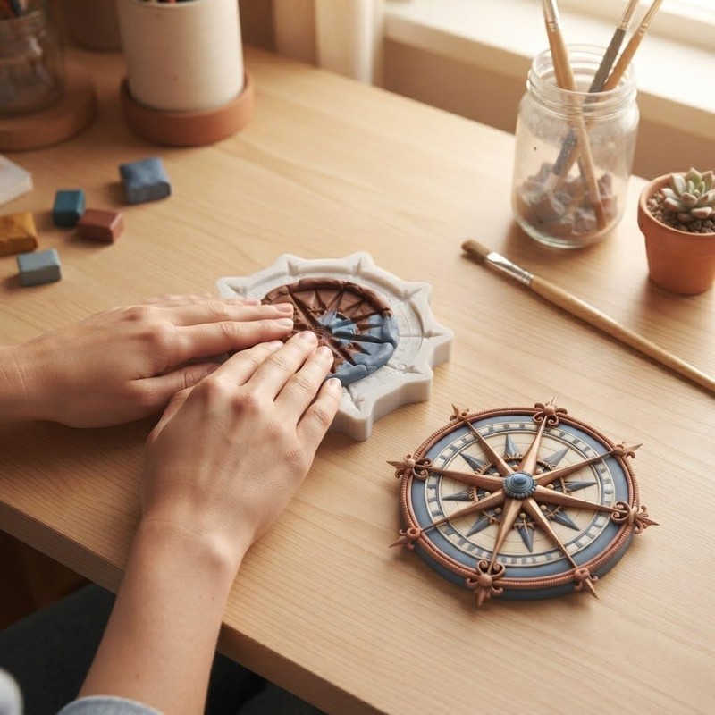 Compass Polymer Clay Molds Nautical Compass Silicone Mold