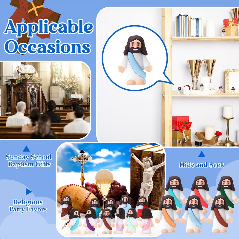 Bememo 200 Pcs Jesus Toys Little Jesus Figurine Miniature Jesus