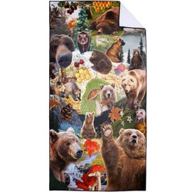 XSMEI Brown Bear Beach Towel for Animal Lovers, Soft Lightweight Sand Free Quick Dry Microfiber Towels, Extra Large 36" x 72"
