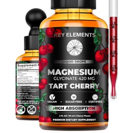 Liquid Magnesium Glycinate 420 Mg with Natural Tart Cherry Extract | Magnesium Glycinate Drops Supplement for Sleep, Mood & Mobility Support | Tart Cherry Extract