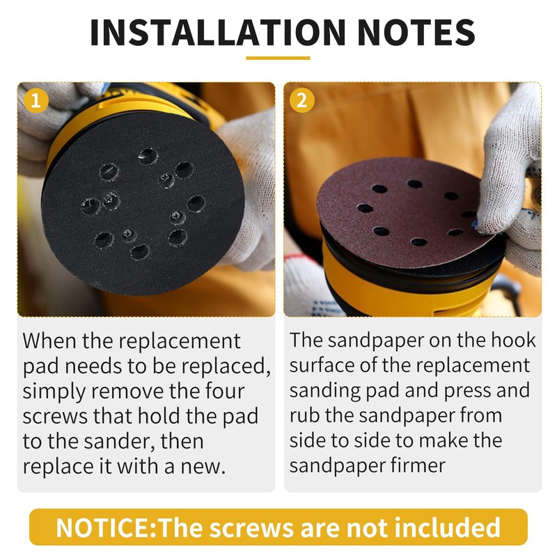 Gnellkoor Sander Pad Replacement for Dewalt, 4 Pack 5" 8