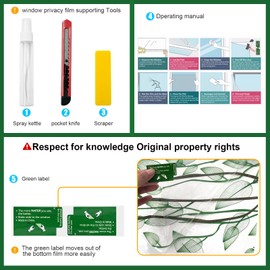 COUNTEWOL Window Privacy Film with Installation Tools Home Decorative Colored Glass Window Stickers Reusable electrostatic Rainbow Stickers (Green Plants, 45.2 X 78.7 in)