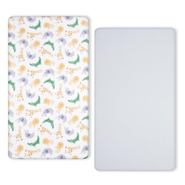 TILLYOU Baby Standard Crib Sheets, 2 Pack Fitted Baby Crib Mattresses Sheets, Soft Breathable Toddler Bed Sheets 28x52in(African Steppe)