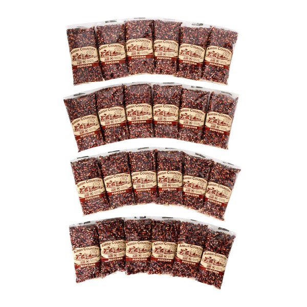 Amish Country Popcorn | 24-4 Oz Bags - Red Popcorn Kernels | Old Fashioned, Non-GMO and Gluten Free