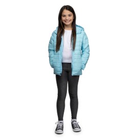 Lands' End Kids Packable Hooded Down Puffer Jacket Coat, Aqua, Medium