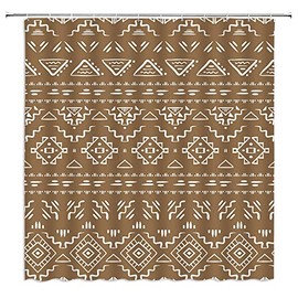 ABONAN Black White Boho Shower Curtain Black White Geometric Modern Farmhouse Tribal Retro Western Aztec Abstract Mid Century Art Fabric Bathroom Curtains Decor Set with Hook(70" WX70 H)
