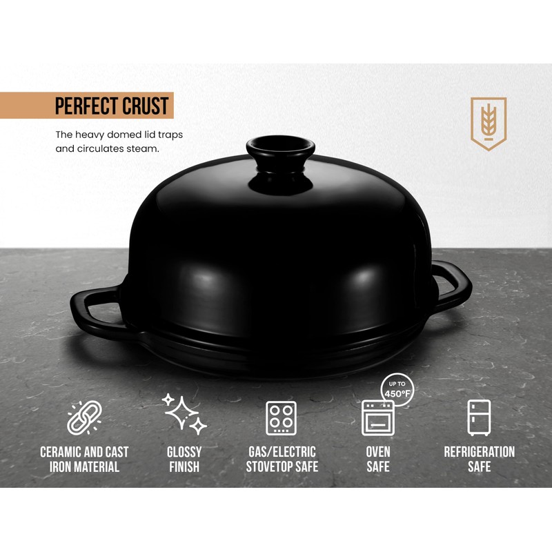 Kook Bread Oven, Sourdough Pan with Lid and Handles, Enameled