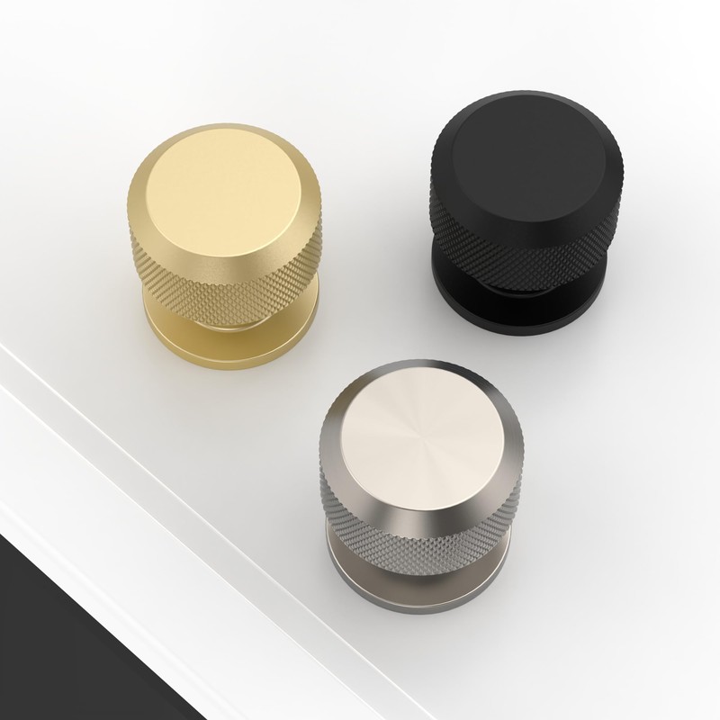 Amerdeco 10 Pack Matte Black Knurled Cabinet Knobs Kitchen Cabinet