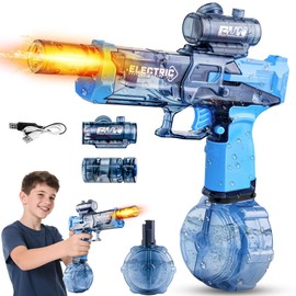 Electric Water Guns for Adults, Squirt Guns for Kids with Light Up and Large Capacity, Powerful Water Gun Up to 28-32FT Range for Summer Swimming Pool Party Beach Outdoor Activity (Blue)