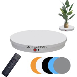 Motorized Rotating Display Stand,Remote Control +5 Colors Backgrounds (White / 20.5inch /330Lbs Load/Wired)material: plastic, size: 20.5*20.5*3in, Color: White