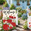 Tikeciti Red Geraniums Bee Garden Flag Double Sided Small Yard