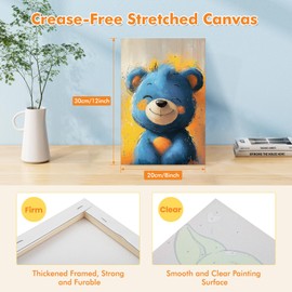 Lxmsja 2 Pieces Paint by Numbers Adults with Frame, Paint by Numbers Fox Bear, DIY Set Adults with Brushes and Acrylic Paints, Hand-Painted Oil Painting Canvas for Home Decor, 20 x 30 cm