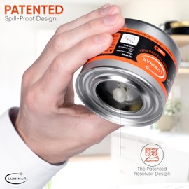 Luminar Resealable-Wick Chafing Fuel Cans, 24 Pack, 2 Hour - Premium Quality Burners for Food Warmers - No More Spills, Waste, or Hassle - Perfect for Convenient, and Long-Lasting Event Catering