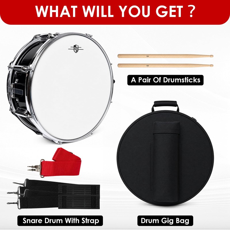 Polar Lights 14" x 5.5" Military-Style Snare Drum Set with