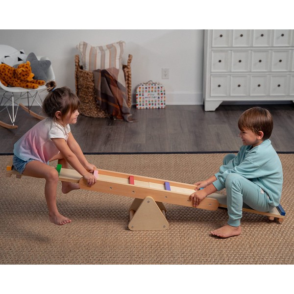 Avenlur Willow Rainbow Seesaw and Balance Beam: Montessori and Waldorf Inspired Gym Equipment for Toddlers & Kids (2-4 yrs), up to 110lbs! Enhance Balance & Coordination with Indoor Play Fun!