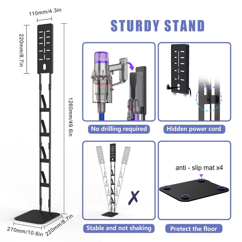 AIKOLZON All-in-one heavy-duty steel Vacuum Stand, fits most handheld vacuum