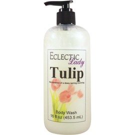 Eclectic Lady Liquid Pearl Body Wash - Tulip Scent 3-in-1 Use For Bubble Bath, Hand Soap & Body Wash, Phthalate-Free Tulip Fragrance, Handcrafted in USA (16 oz)