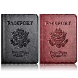 Eoehro 2Pack Passport Holder Wallet Cover Case, Travel Essentials for Women and Men