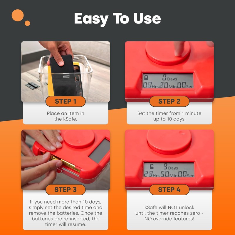 kSafe Time Locking Container Medium – Phone Lock Box, Snack