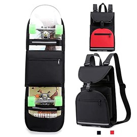 BRAVORD Foldable Skateboard Backpack Bag Carrier with Adjustable Shoulder Straps for Double Kick Longboard Electric Skateboard, Unisex
