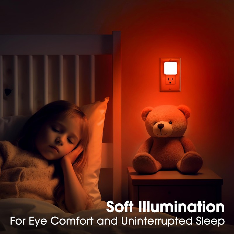 Briignite Red Night Lights Plug into Wall, Nightlights with Light