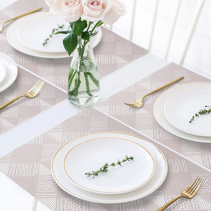 ASYOUWISH Set of 6 PVC Kitchen Table Place Mats, Non-Slip