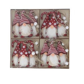 Festive Productions Assorted Wooden Gonks Hanging Christmas Decoration Pack of 12 8cm Red/White Christmas Decoration Gonk Themed Décor Xmas Decoration Perfect for Home Living Room Christmas Trees
