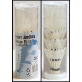 Badminton Bälle / Federball, 5 tlg. Weiß, Plastik / 5 Stück Federbälle weiß, BE-45344