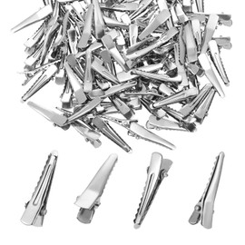 Bewudy 100 Pcs Small Alligator Hair Clips, 30MM Silver Metal Alligator Hair Pins Mini Crocodile Clips for Hair-Accessories DIY Supplies Crafts Accessory